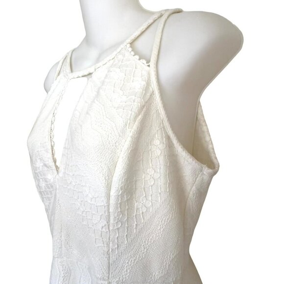 FREE PEOPLE SIZE 10 IVORY WHITE LACE FIT & FLARE SKATER DRESS - Picture 8 of 16